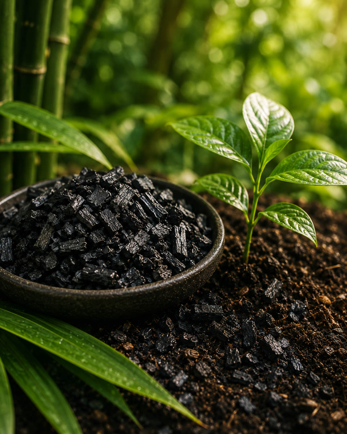 SUBACO bamboo biochar production in Suriname - carbon capture soil amendment for regenerative agriculture